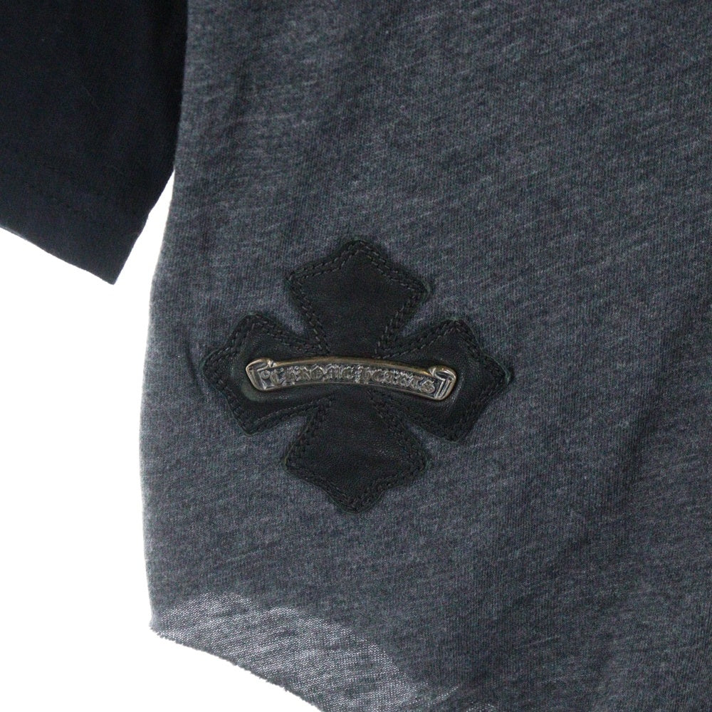 CHROME HEARTS(クロムハーツ) オールド CHパッチ/スクロールラベル装飾 ラグラン 七分丈Tシャツ カットソー グレー/ブラック