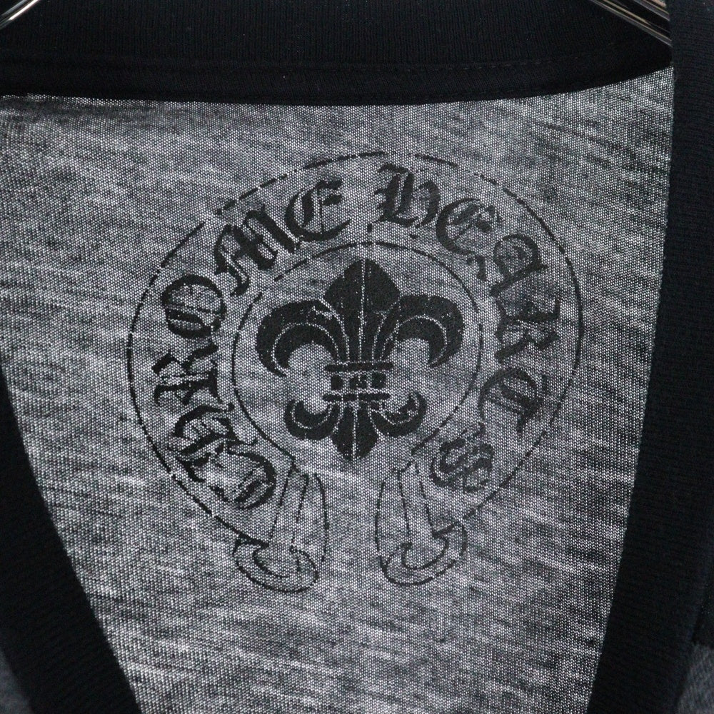 CHROME HEARTS(クロムハーツ) オールド CHパッチ/スクロールラベル装飾 ラグラン 七分丈Tシャツ カットソー グレー/ブラック