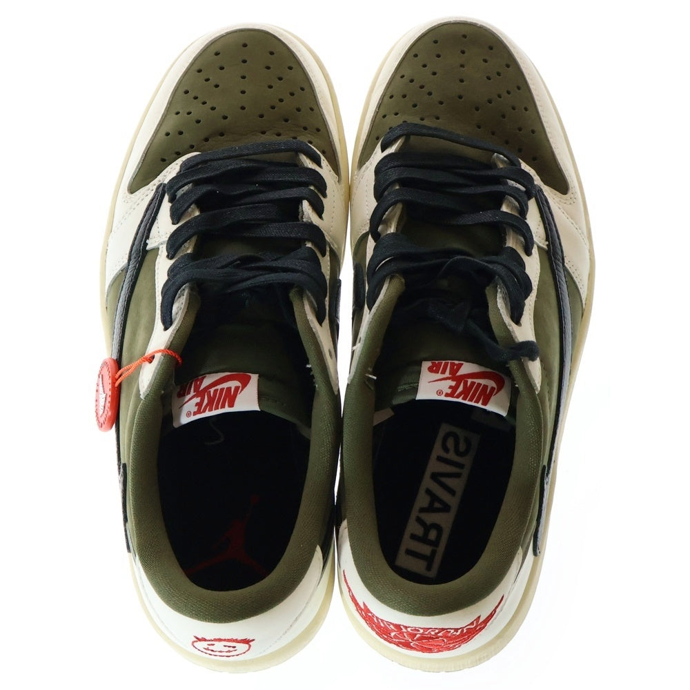 NIKE(ナイキ) ×TRAVIS SCOTT AIR JORDAN 1 LOW OG REVERSE OLIVE DM7866-200 トラヴィススコット エアジョーダン 1 リバース オリーブ ローカットスニーカー US8/26cm