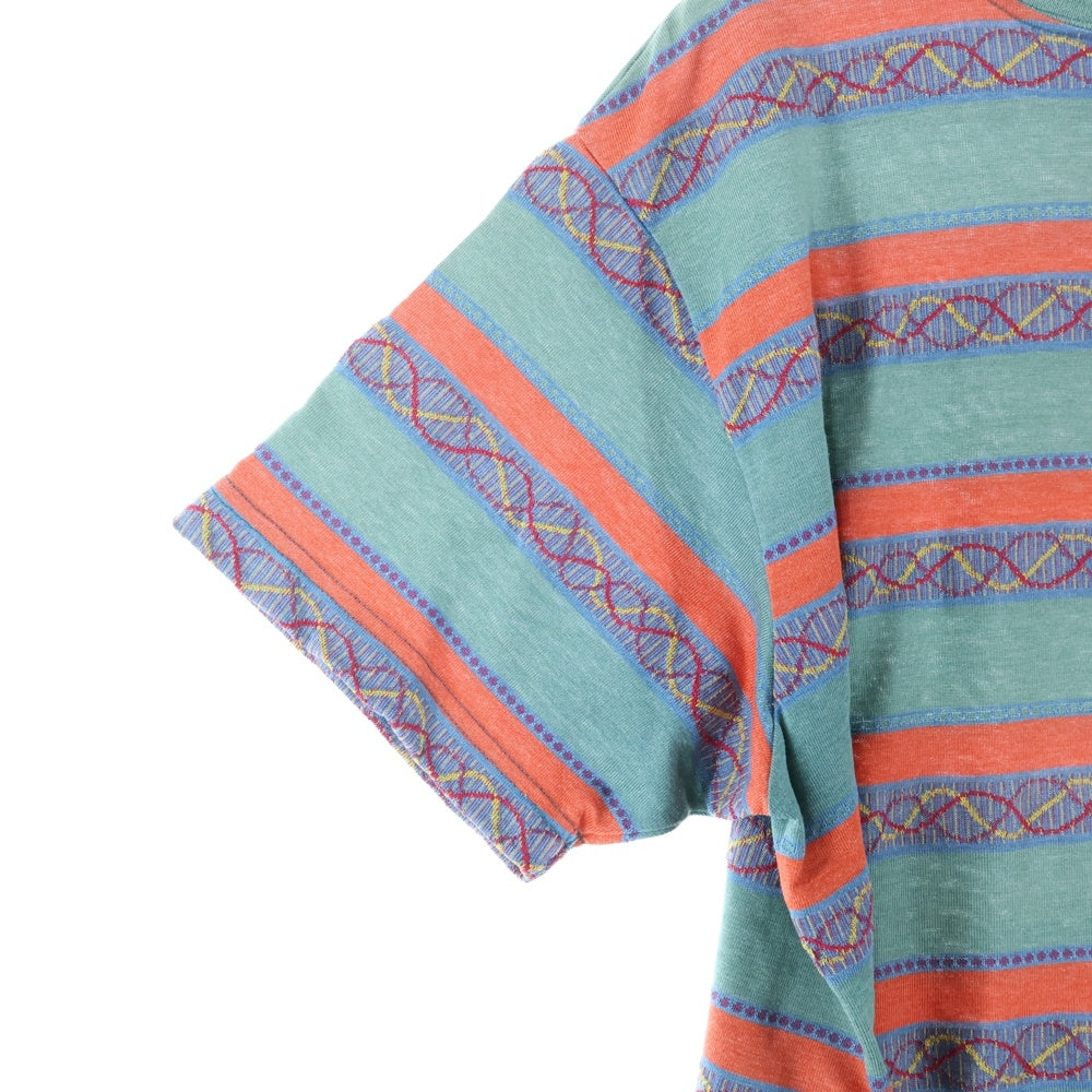 STUSSY(ステューシー) 80s OLD 黒タグ ジャガード ボーダー 半袖Tシャツ グリーン