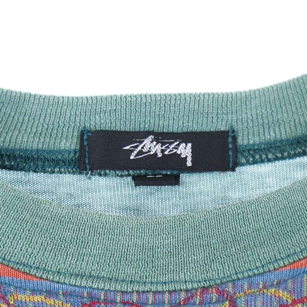 STUSSY(ステューシー) 80s OLD 黒タグ ジャガード ボーダー 半袖Tシャツ グリーン