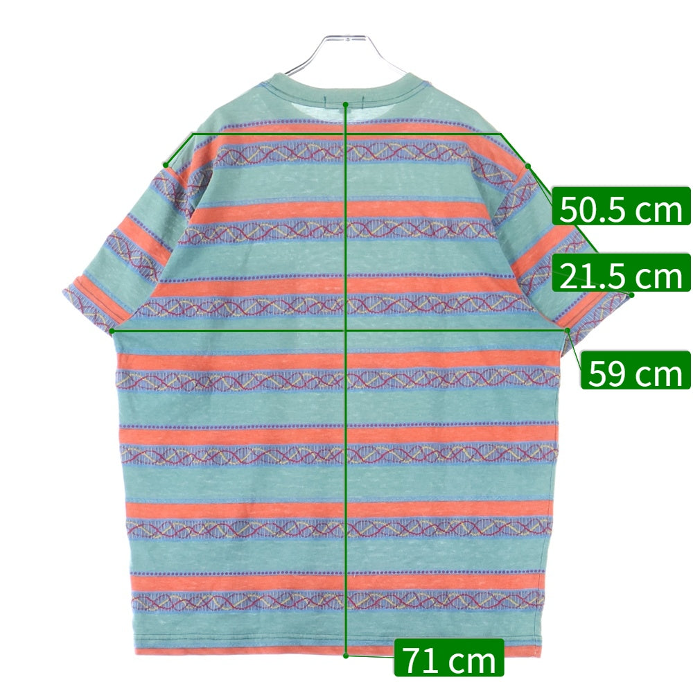 STUSSY(ステューシー) 80s OLD 黒タグ ジャガード ボーダー 半袖Tシャツ グリーン