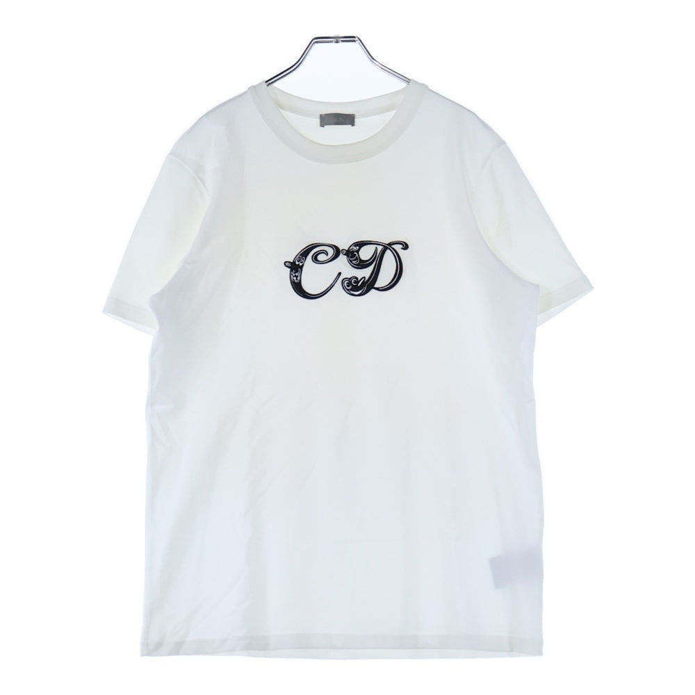 Christian Dior(クリスチャンディオール) 21AW ×KENNY SCHARF Logo T-Shirt ケニーシャーフ ロゴ刺繍 クルーネック半袖Tシャツカットソー ホワイト 193J697A0677