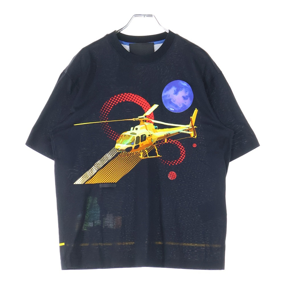 PRADA(プラダ) ヘリコプター ロゴプリント 半袖Tシャツ カットソー ブラック UJN317 S162 1T6K