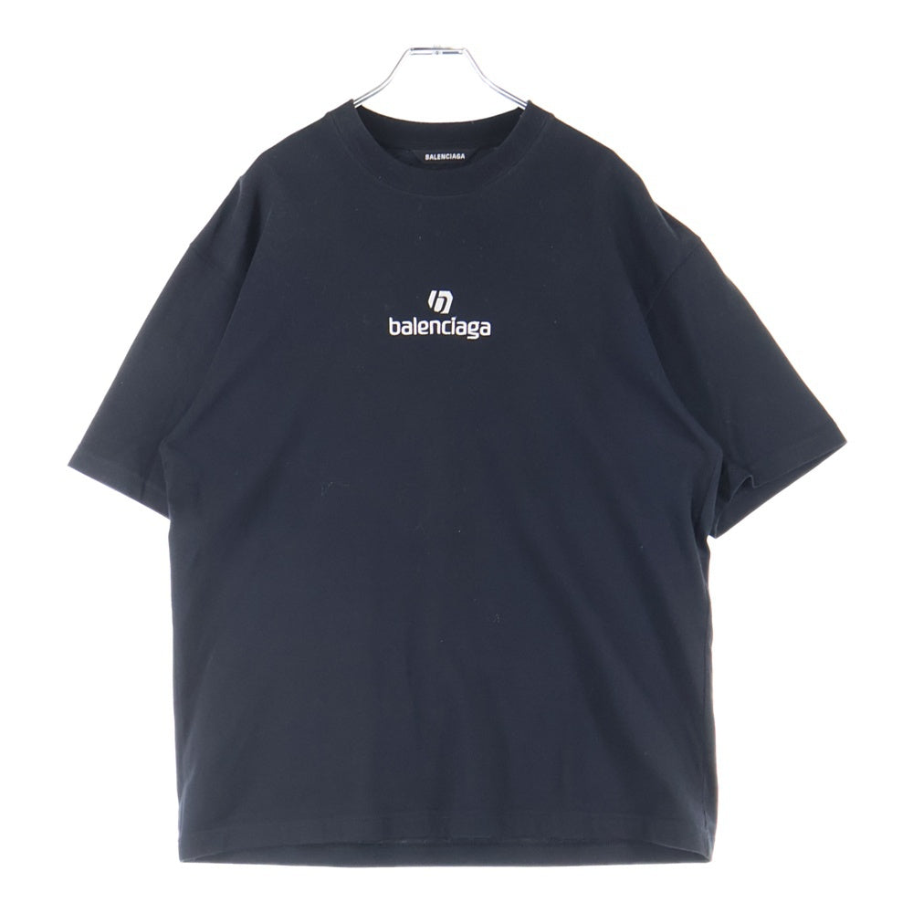 BALENCIAGA(バレンシアガ) Sponsor Logo スポンサーロゴ刺繍 半袖Tシャツ カットソー ブラック 612966 TJVD9