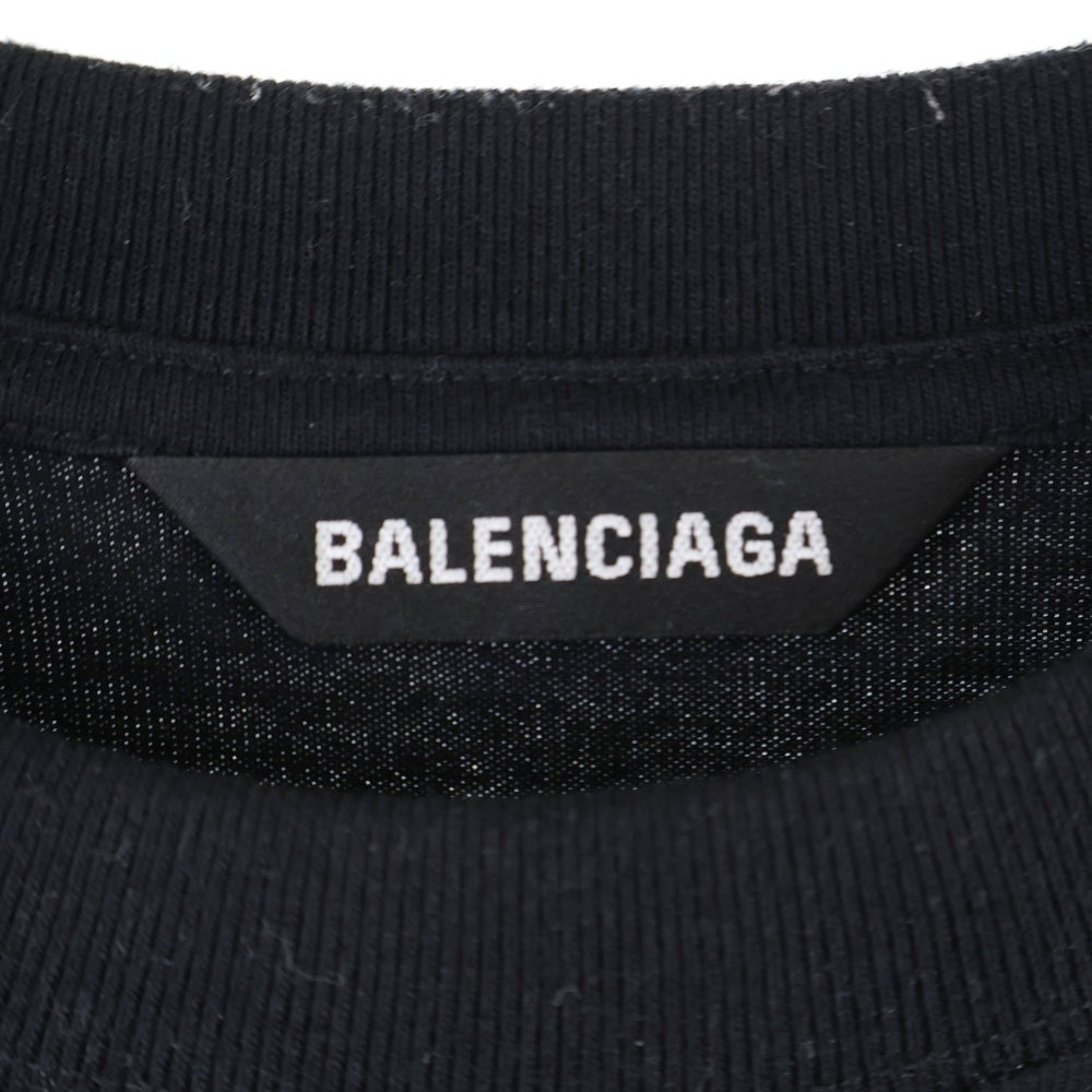 BALENCIAGA(バレンシアガ) Sponsor Logo スポンサーロゴ刺繍 半袖Tシャツ カットソー ブラック 612966 TJVD9