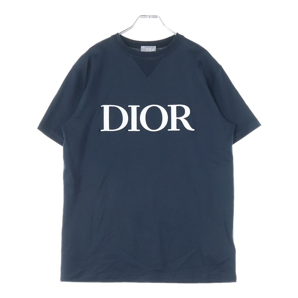 Christian Dior(クリスチャンディオール) 21SS LOGO TEE ロゴ刺繍クルーネック半袖Tシャツ 半袖カットソー ネイビー 183J685A0677