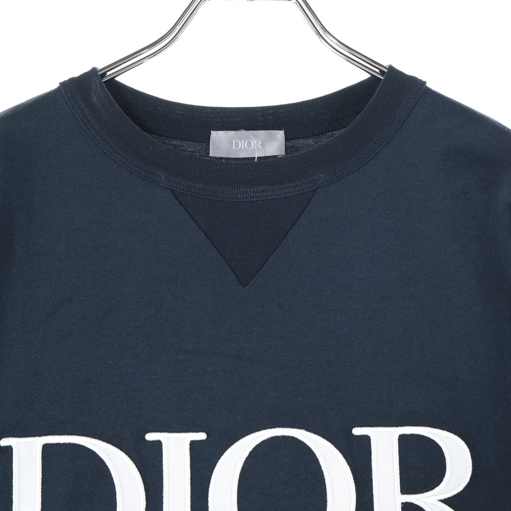 Christian Dior(クリスチャンディオール) 21SS LOGO TEE ロゴ刺繍クルーネック半袖Tシャツ 半袖カットソー ネイビー 183J685A0677