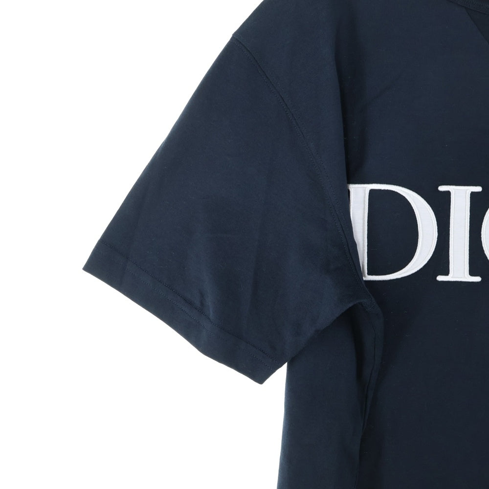 Christian Dior(クリスチャンディオール) 21SS LOGO TEE ロゴ刺繍クルーネック半袖Tシャツ 半袖カットソー ネイビー 183J685A0677