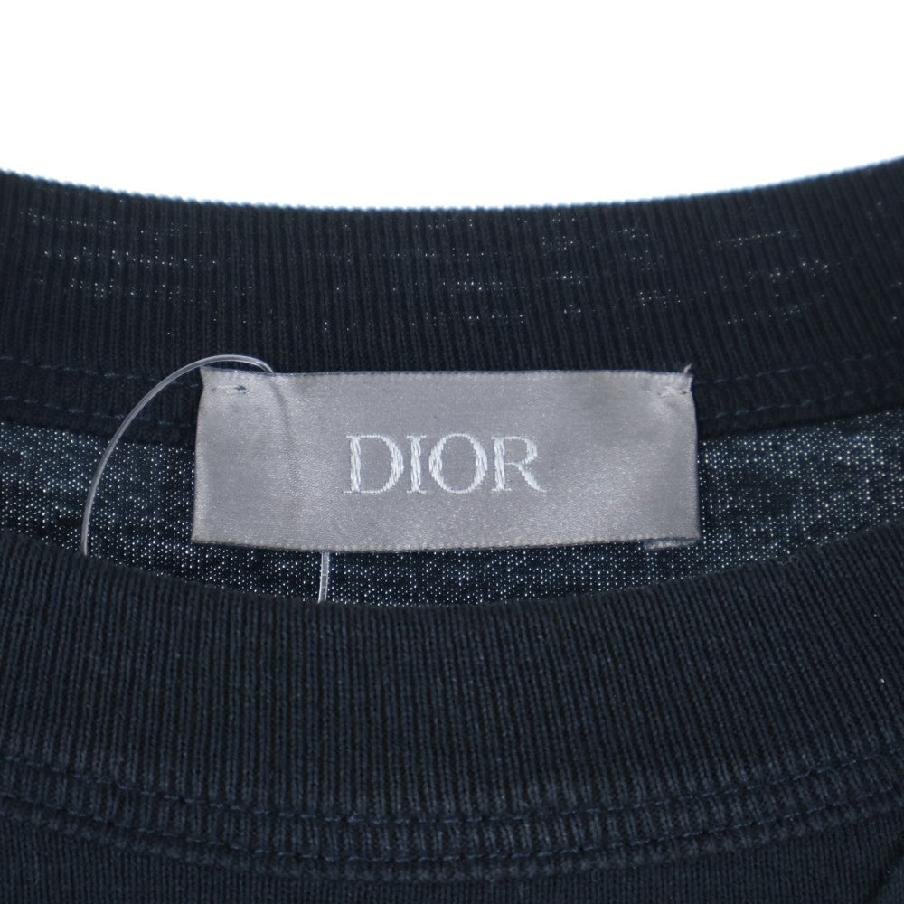 Christian Dior(クリスチャンディオール) 21SS LOGO TEE ロゴ刺繍クルーネック半袖Tシャツ 半袖カットソー ネイビー 183J685A0677