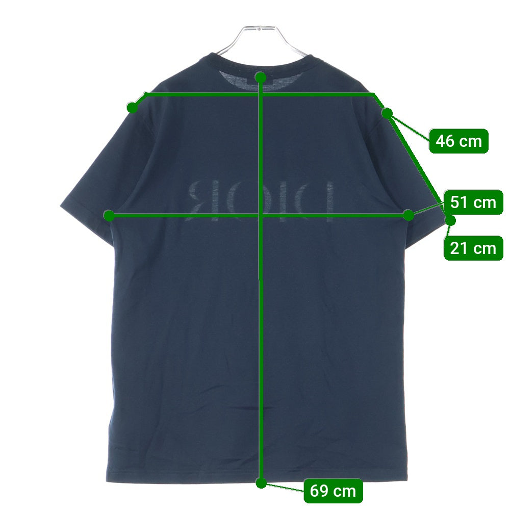 Christian Dior(クリスチャンディオール) 21SS LOGO TEE ロゴ刺繍クルーネック半袖Tシャツ 半袖カットソー ネイビー 183J685A0677