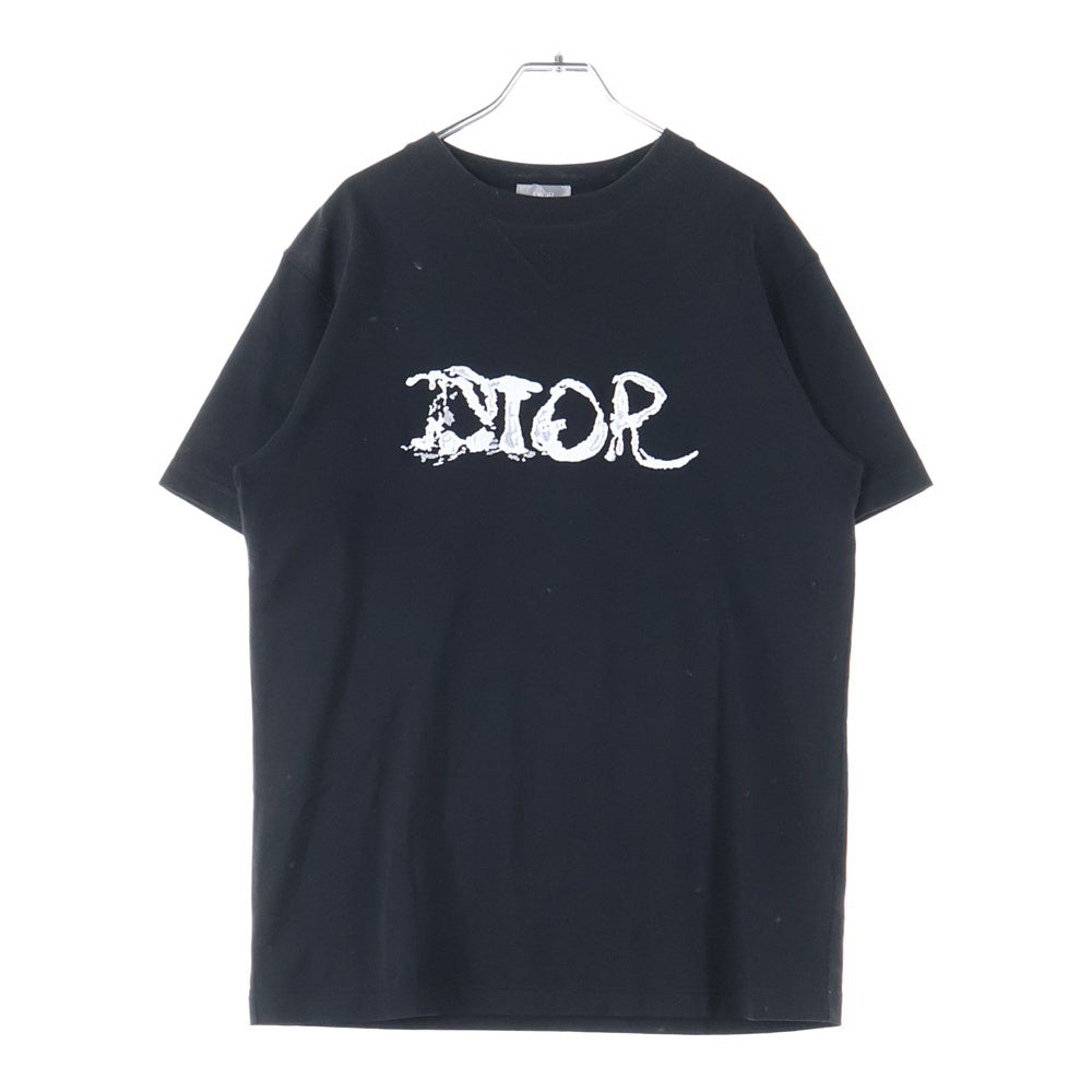 Christian Dior(クリスチャンディオール) 21AW ×PETER DOIG ピータードイグ ロゴ刺繍半袖Tシャツ カットソー ブラック 143J685C0677