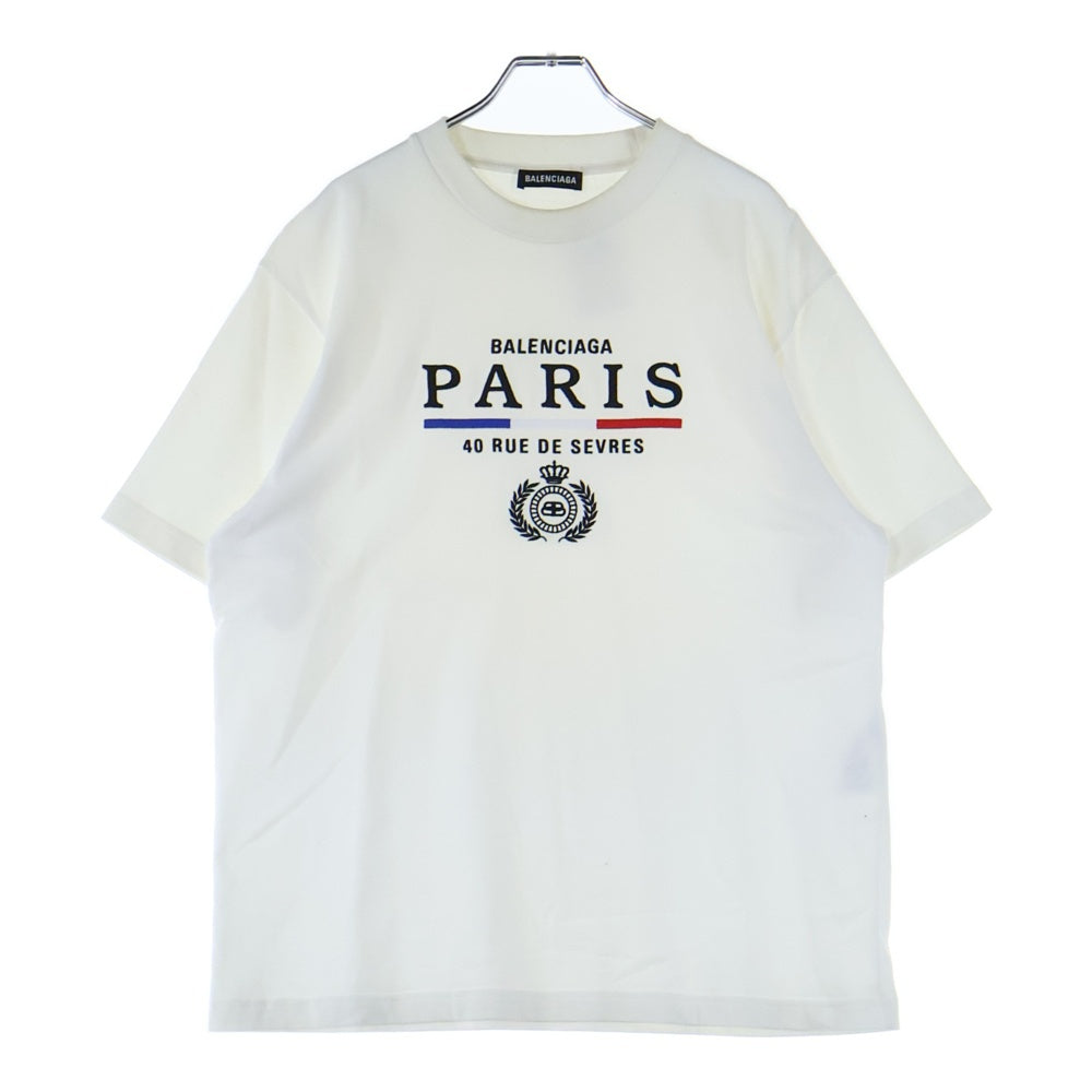 BALENCIAGA(バレンシアガ) 20SS PARIS刺繍ロゴ 半袖Tシャツ カットソー ホワイト 594579 TGV48