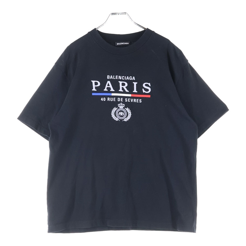 BALENCIAGA(バレンシアガ) 20SS PARIS刺繍ロゴ 半袖Tシャツ カットソー ブラック 594579 TGV48