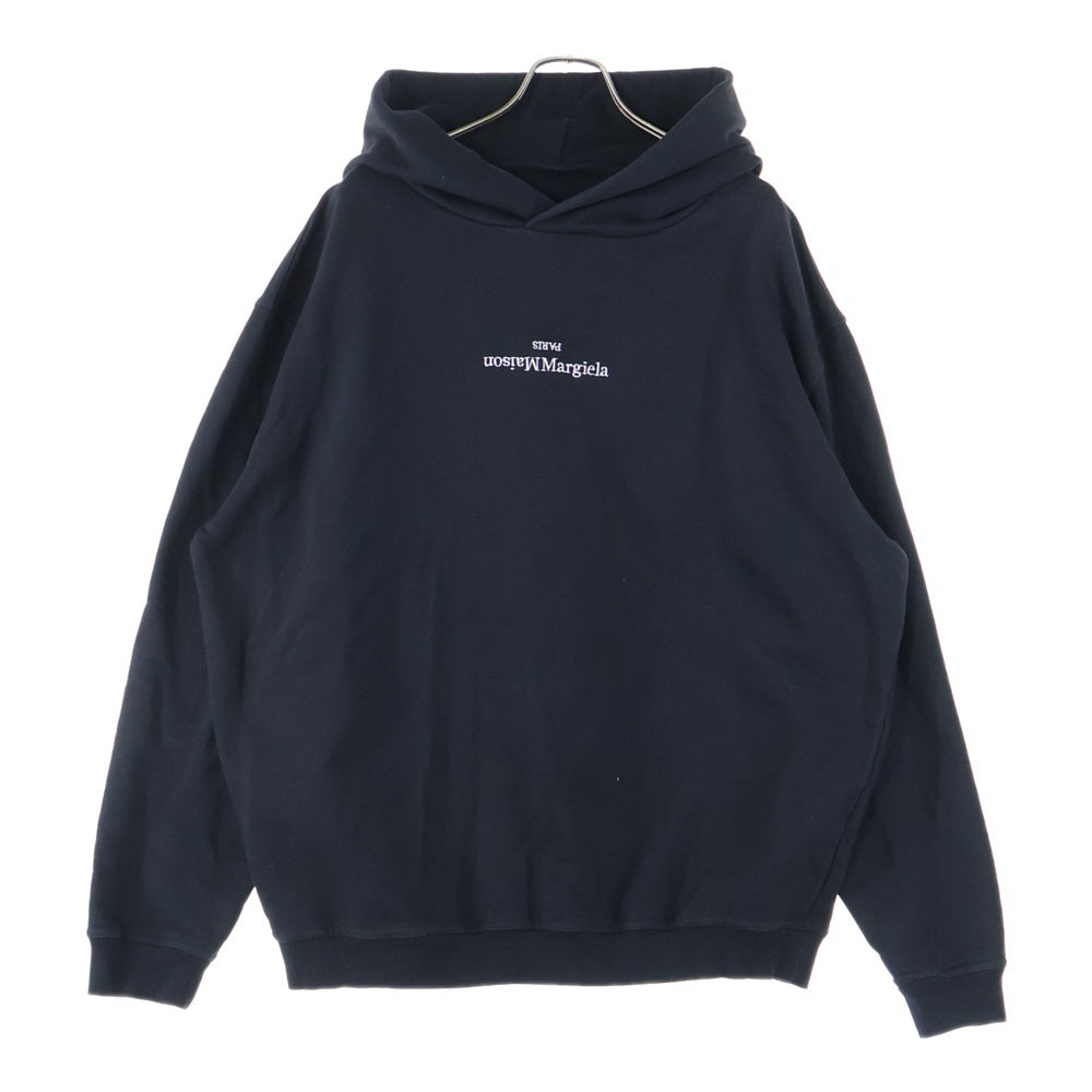 Maison Margiela 10(メゾン マルジェラ) 23AW Hoodie ロゴ刺繍 プルオーバースウェットパーカー フーディー ブラック S50GU0167 S25503