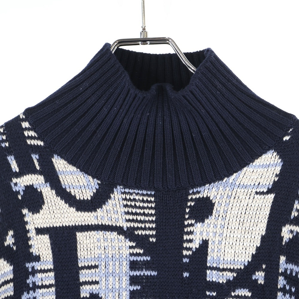 Christian Dior(クリスチャンディオール) 21AW オブリークジャガード ハイネックニット ネイビー/ホワイト 213M633AT377
