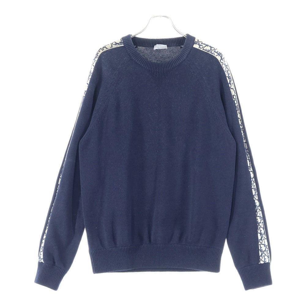 Christian Dior(クリスチャンディオール) オブリーク シルクサイドライン クルーネックニットセーター ネイビー 113M638AT187