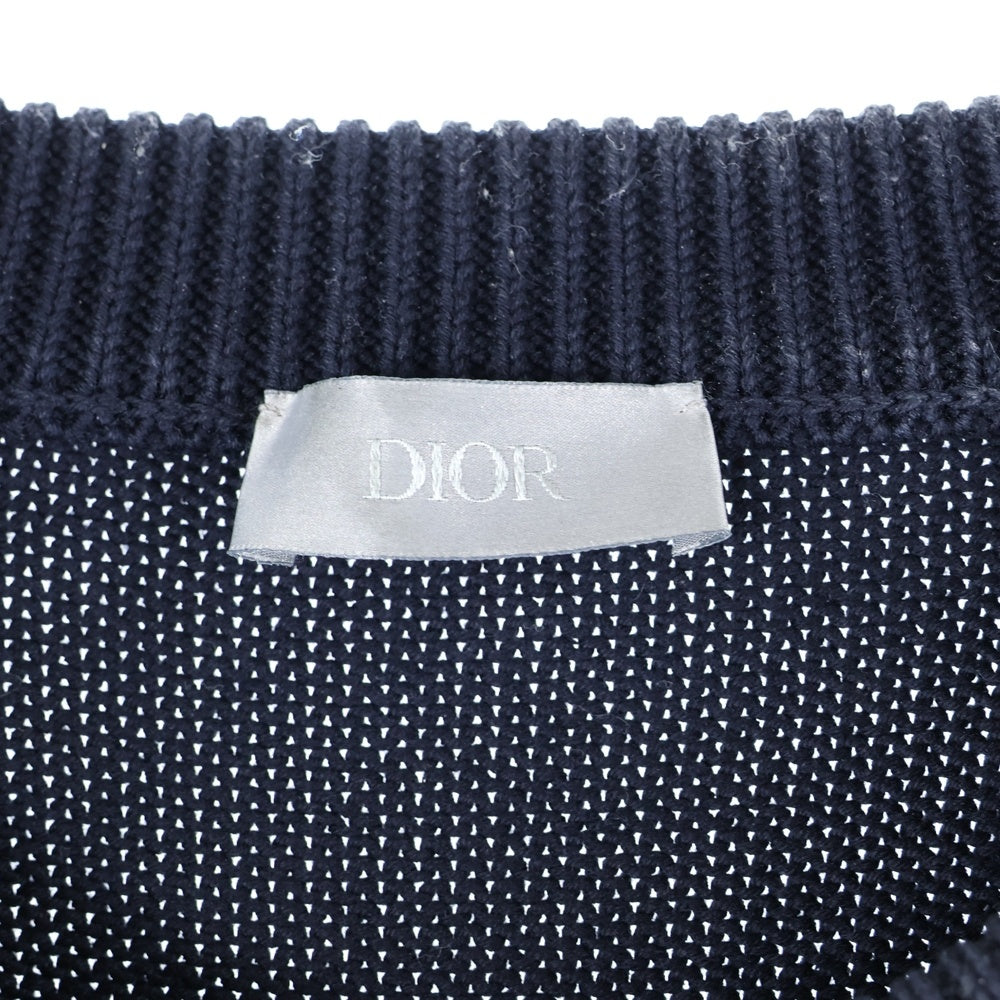 Christian Dior(クリスチャンディオール) オブリーク シルクサイドライン クルーネックニットセーター ネイビー 113M638AT187