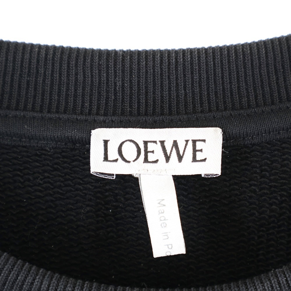 LOEWE(ロエベ) アナグラム ロゴ刺繍 クルーネックスウェットトレーナー ブラック H526Y24J07