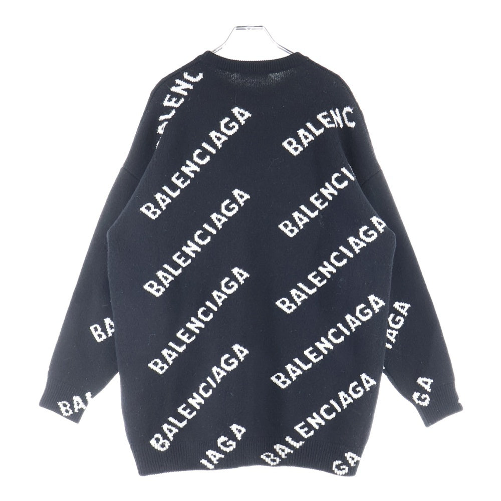 BALENCIAGA(バレンシアガ) 20SS Allover Logo Crewneck オールオーバーロゴ クルーネックニットセーター ブラック/ホワイト 620983 T1567
