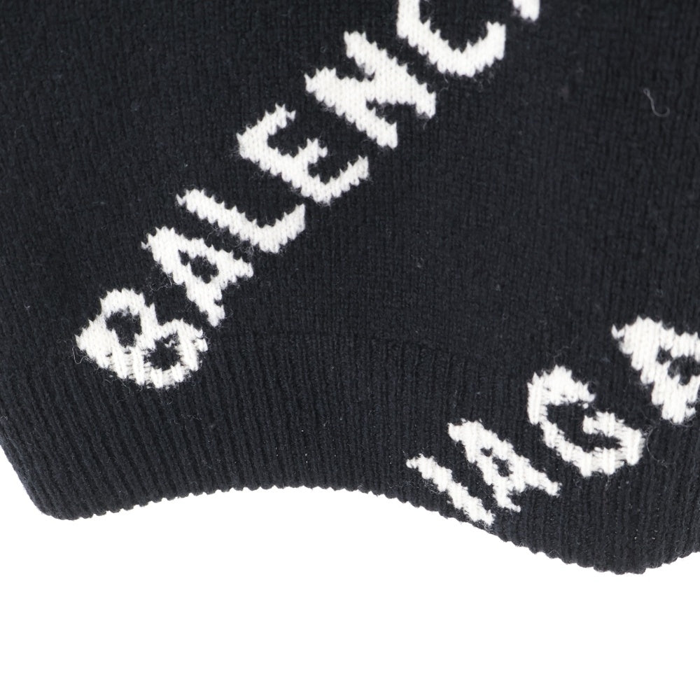 BALENCIAGA(バレンシアガ) 20SS Allover Logo Crewneck オールオーバーロゴ クルーネックニットセーター ブラック/ホワイト 620983 T1567