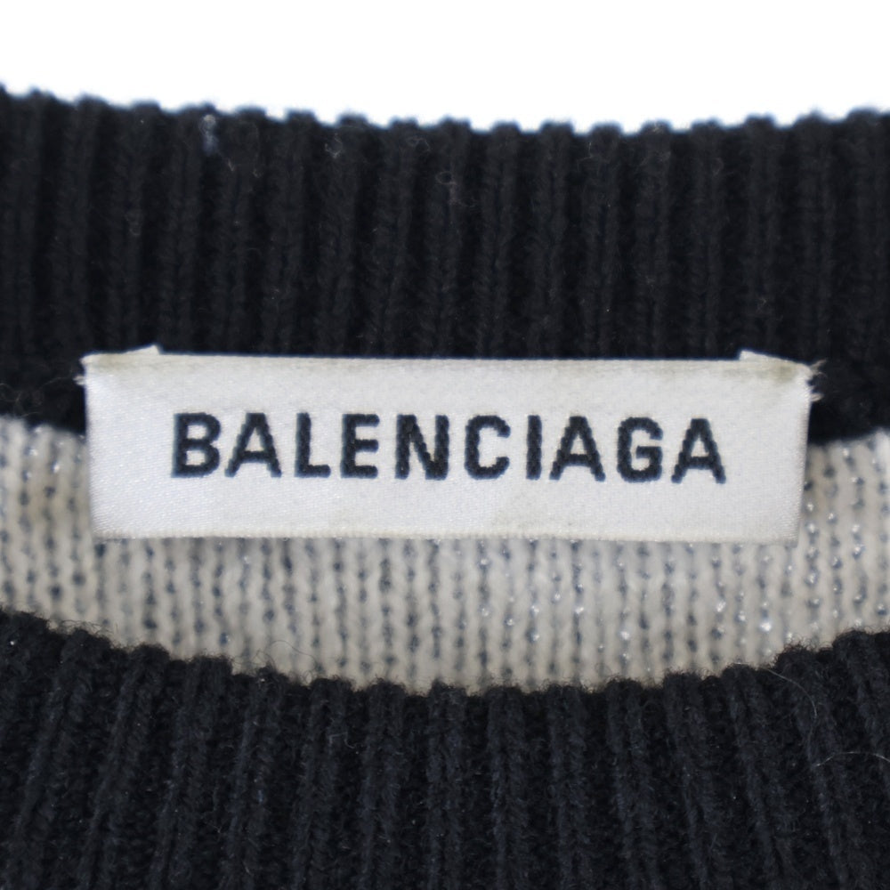 BALENCIAGA(バレンシアガ) 20SS Allover Logo Crewneck オールオーバーロゴ クルーネックニットセーター ブラック/ホワイト 620983 T1567