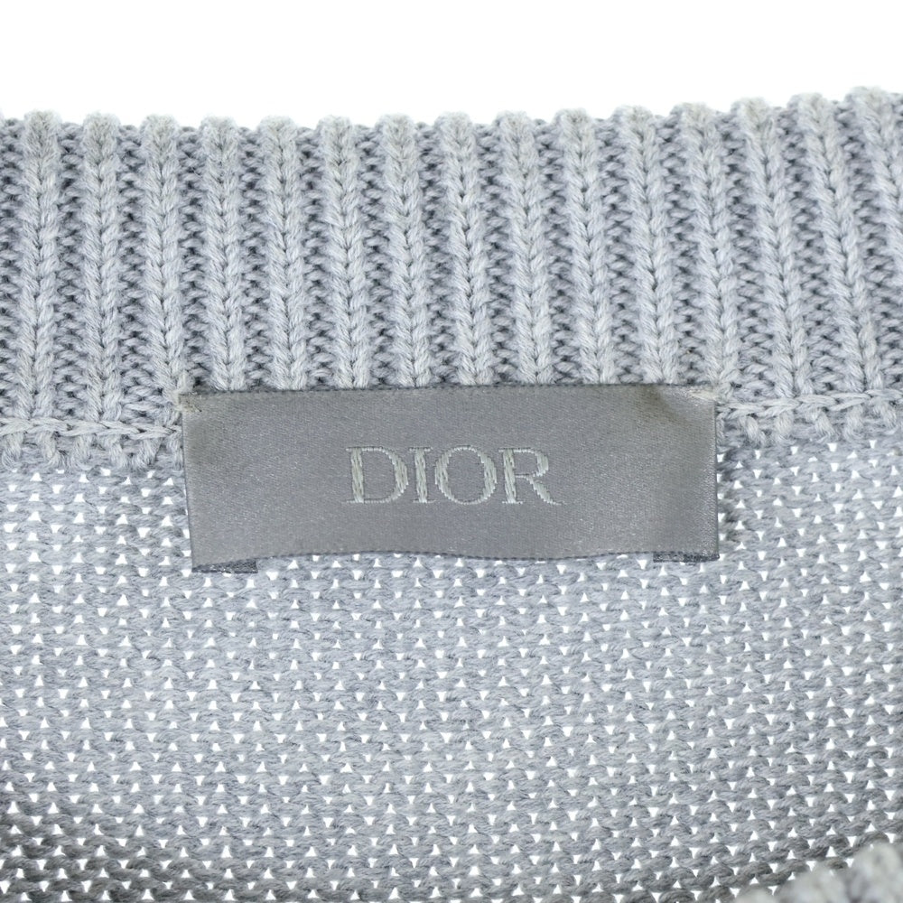 Christian Dior(クリスチャンディオール) オブリーク シルクサイドライン クルーネックニットセーター グレー 113M638AT187