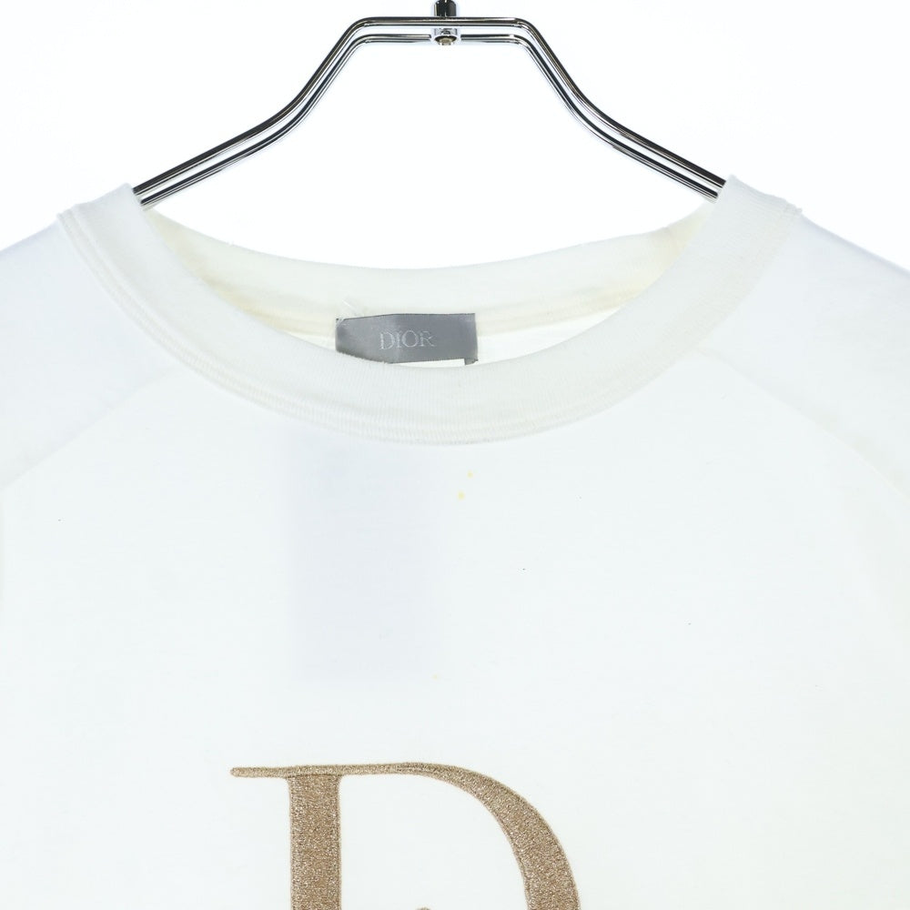 DIOR(ディオール) 23SS ×ERL イーアールエル ダメージ加工 ロゴ刺繍 スラブコットンジャージー 半袖Tシャツ カットソー ホワイト 313J647A0817