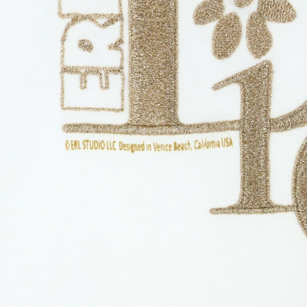 DIOR(ディオール) 23SS ×ERL イーアールエル ダメージ加工 ロゴ刺繍 スラブコットンジャージー 半袖Tシャツ カットソー ホワイト 313J647A0817