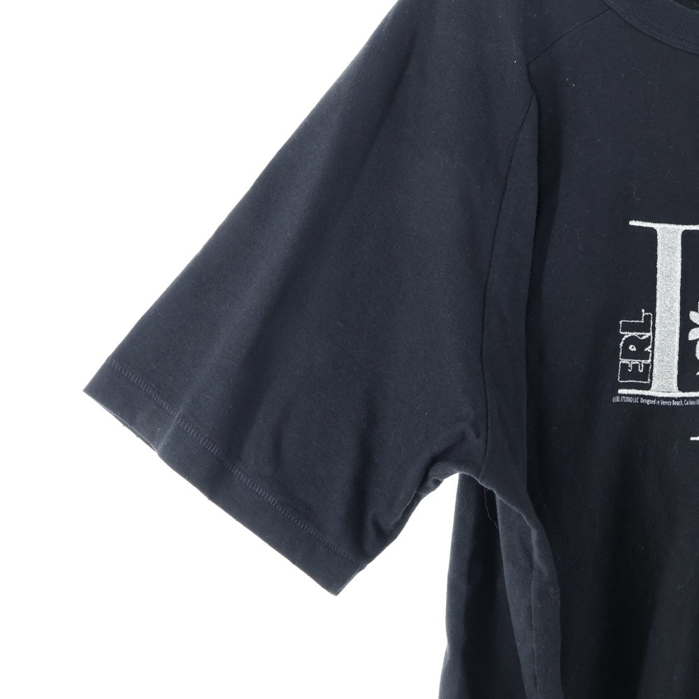 DIOR(ディオール) 23SS ×ERL イーアールエル ダメージ加工 ロゴ刺繍 スラブコットンジャージー 半袖Tシャツ カットソー ブラック 313J647A0817