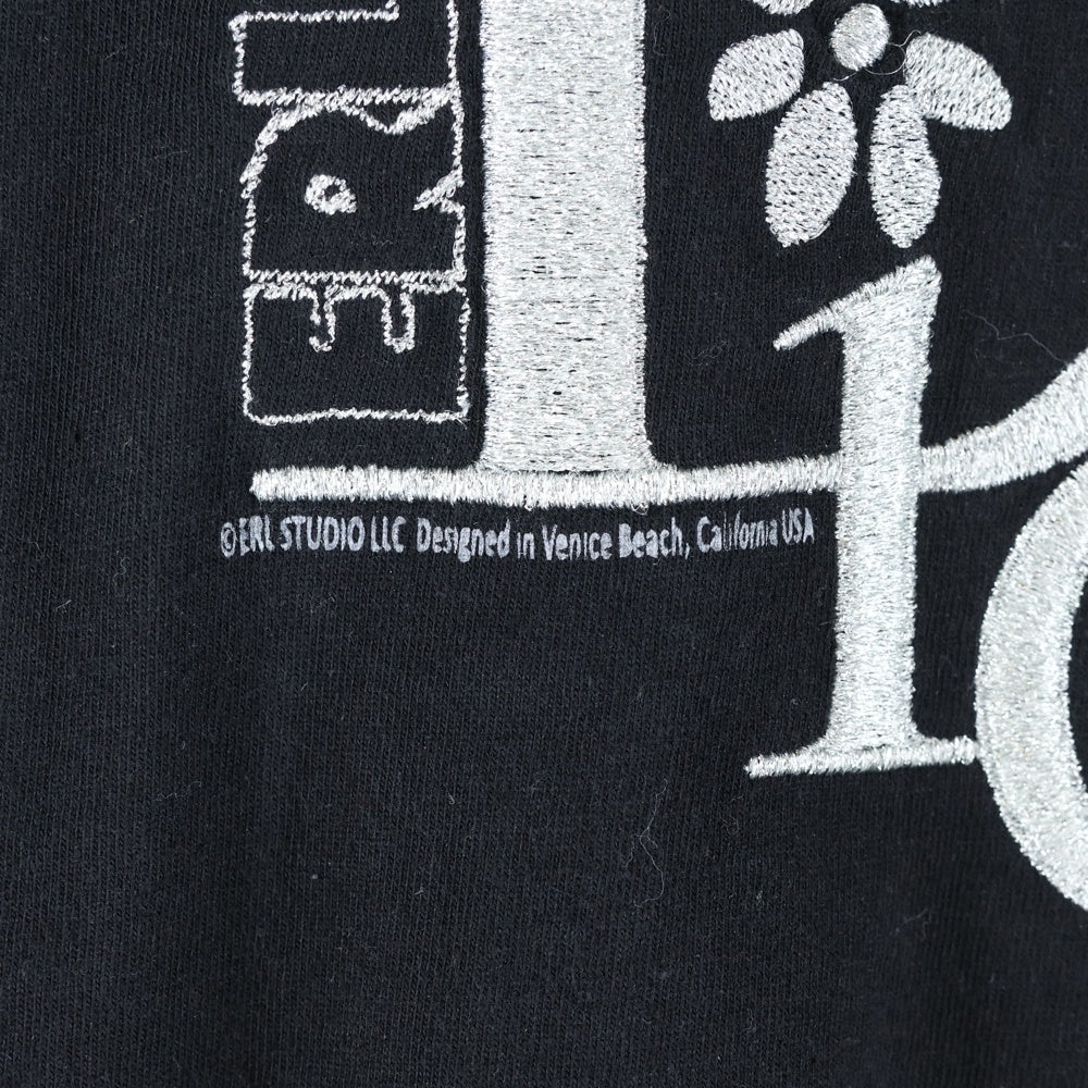 DIOR(ディオール) 23SS ×ERL イーアールエル ダメージ加工 ロゴ刺繍 スラブコットンジャージー 半袖Tシャツ カットソー ブラック 313J647A0817