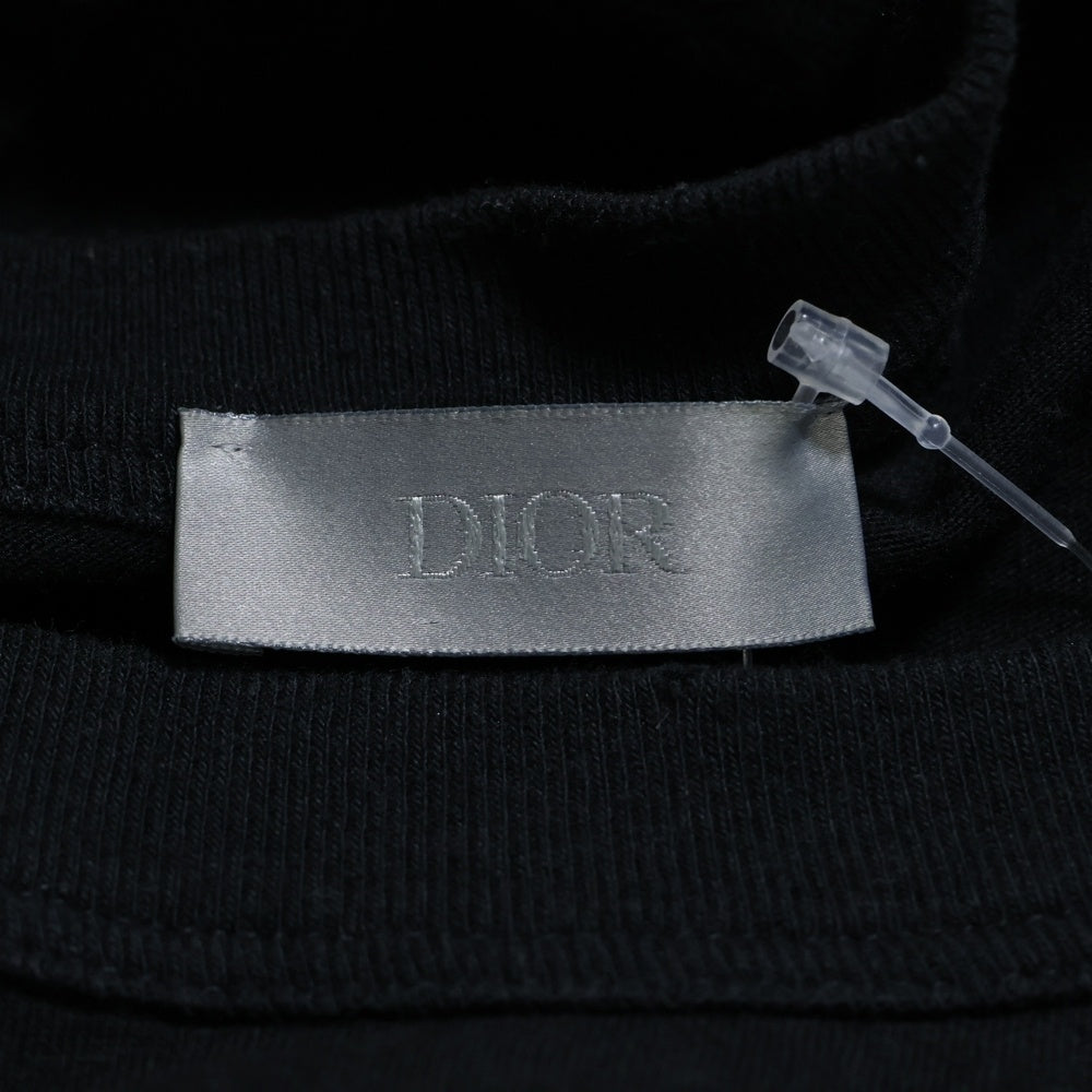 DIOR(ディオール) 23SS ×ERL イーアールエル ダメージ加工 ロゴ刺繍 スラブコットンジャージー 半袖Tシャツ カットソー ブラック 313J647A0817