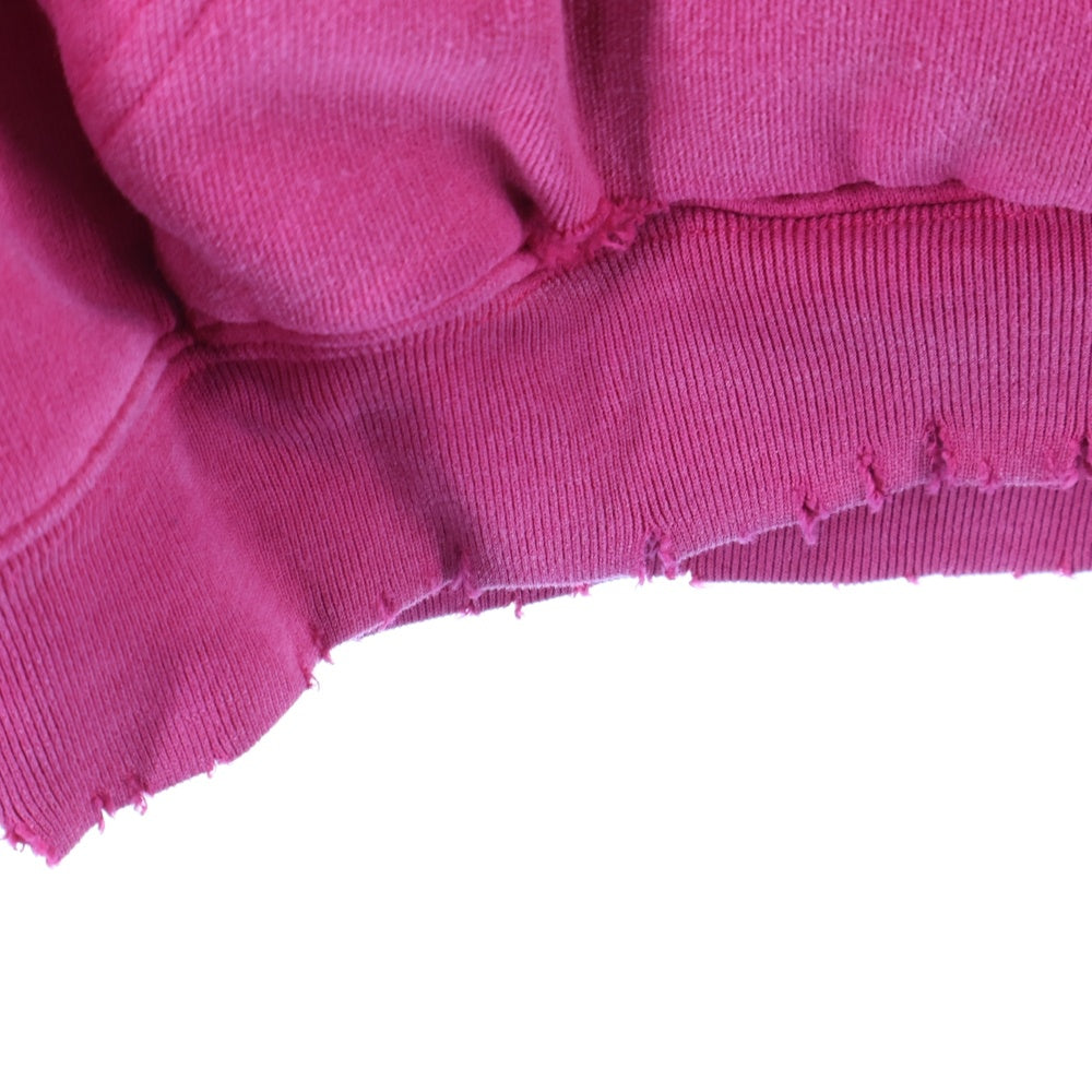 BALENCIAGA(バレンシアガ) 21SS Caps Destroyed Hoodie 659403 TKVB6 キャップス デストロイド フーディ プルオーバーパーカー フーディ ダメージ加工 レッド