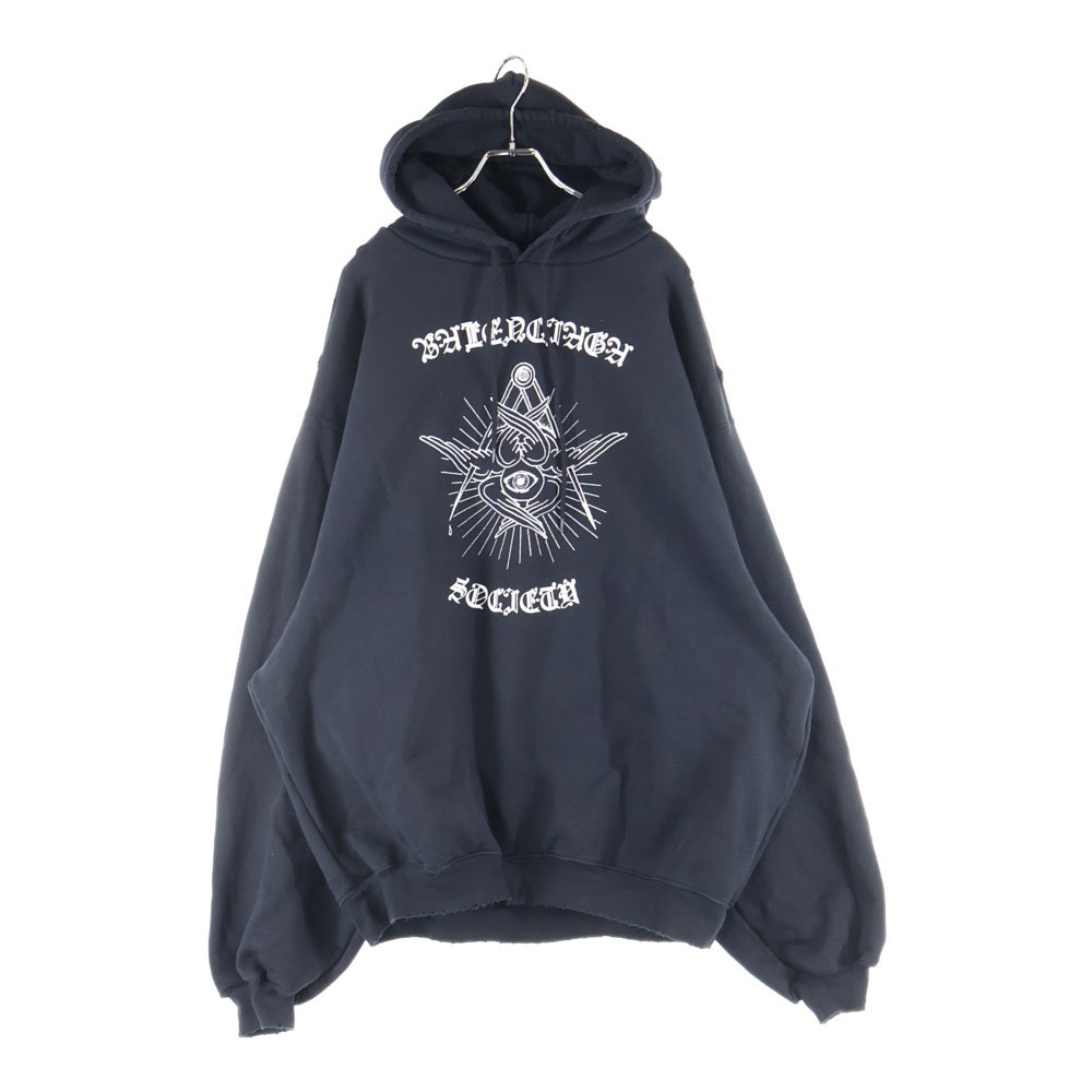 BALENCIAGA(バレンシアガ) 20AW ダメージ加工 ロゴ グラフィック スウェットプルオーバーパーカー 641679