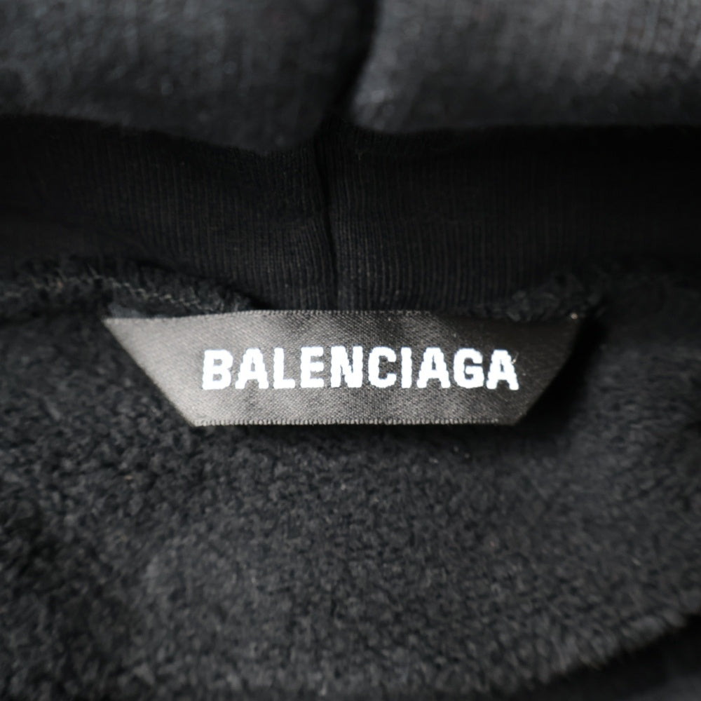 BALENCIAGA(バレンシアガ) 20AW ダメージ加工 ロゴ グラフィック スウェットプルオーバーパーカー 641679