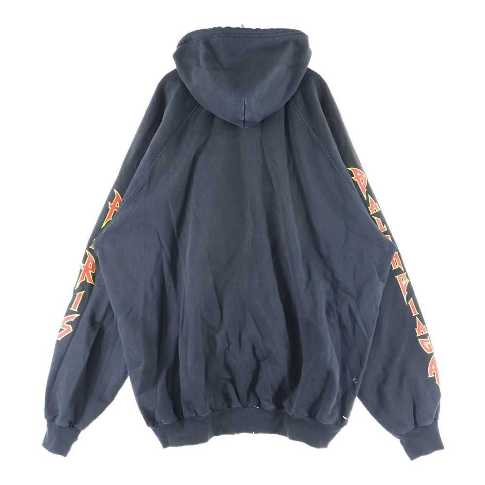 BALENCIAGA(バレンシアガ) 22SS Metal Hoodie Logo バレンシアガ メタルロゴ ペイント加工 スウェット プルオーバーパーカー ブラック 697879 TMV89