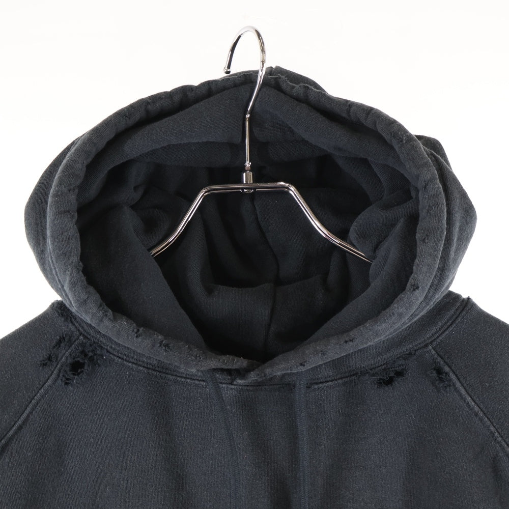 BALENCIAGA(バレンシアガ) 22SS Metal Hoodie Logo バレンシアガ メタルロゴ ペイント加工 スウェット プルオーバーパーカー ブラック 697879 TMV89