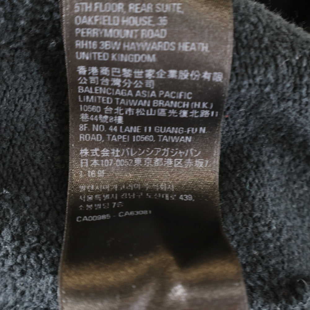 BALENCIAGA(バレンシアガ) 22SS Metal Hoodie Logo バレンシアガ メタルロゴ ペイント加工 スウェット プルオーバーパーカー ブラック 697879 TMV89
