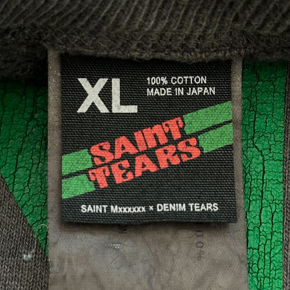 SAINT MICHAEL(セントマイケル) ×Denim Tears 21AW SNTTRS セントティアーズ ヴィンテージ加工 ロゴプリント クルーネック スエットトレーナー グレー