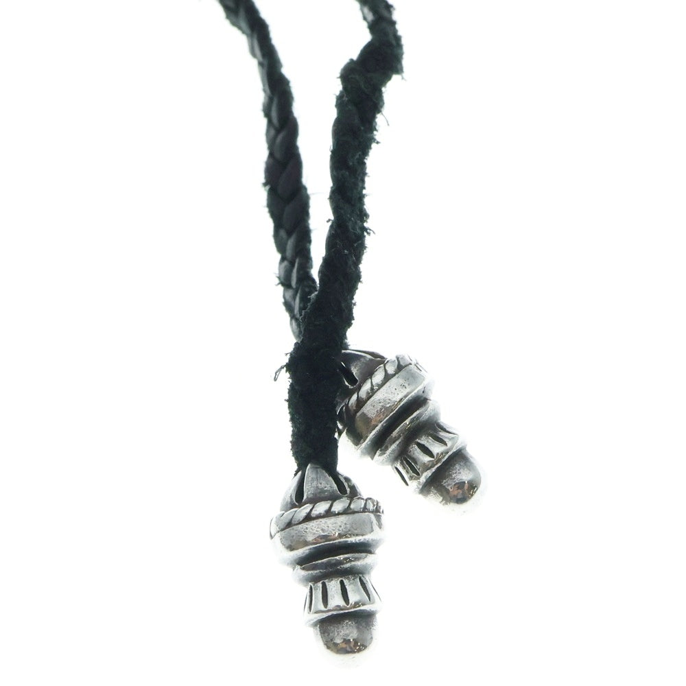 CHROME HEARTS(クロムハーツ) CH CRS LG BC ラージCHクロスペンダント Wボロチップ レザーブレイドネックレス シルバー BCA214