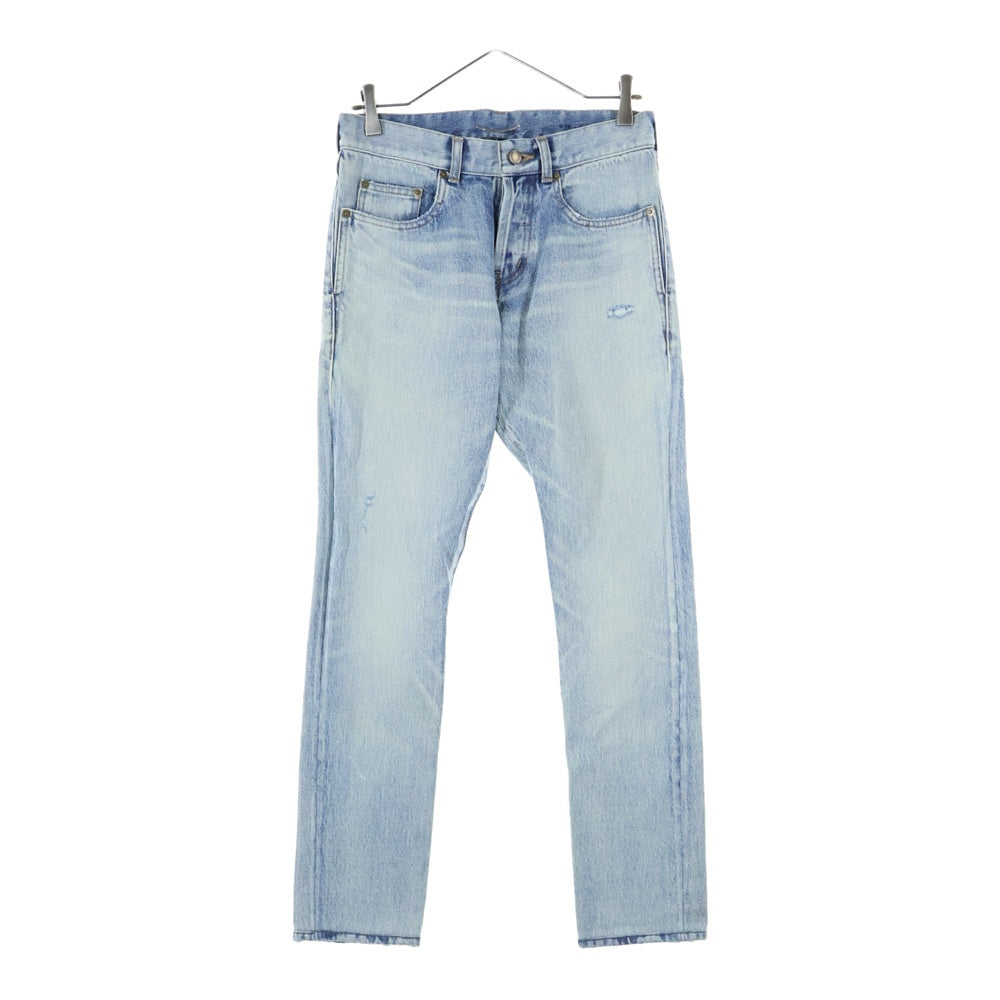 SAINT LAURENT PARIS(サンローランパリ) ウォッシュ加工ダメージスキニーロングデニムパンツ インディゴ 597052 Y372Z
