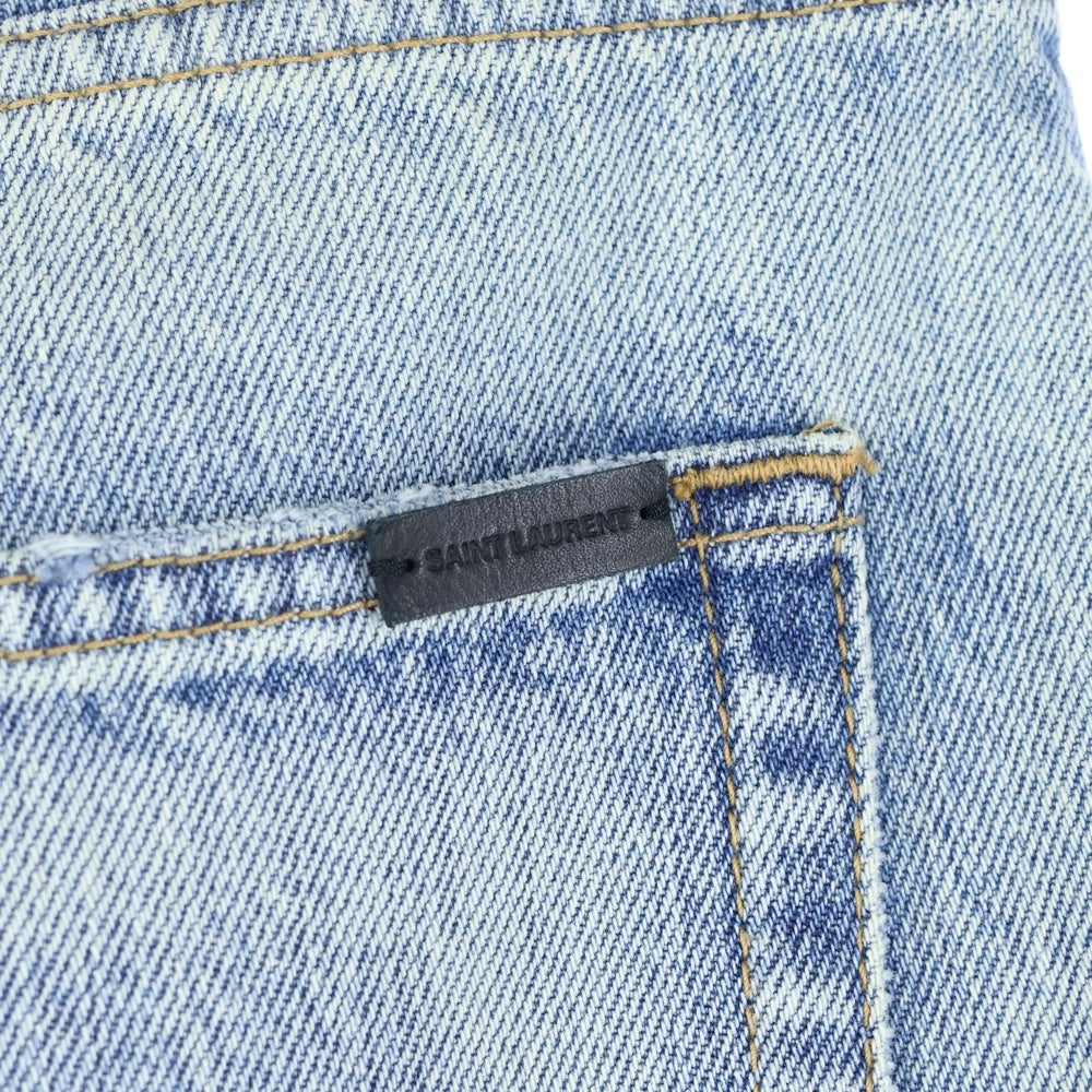 SAINT LAURENT PARIS(サンローランパリ) ウォッシュ加工ダメージスキニーロングデニムパンツ インディゴ 597052 Y372Z