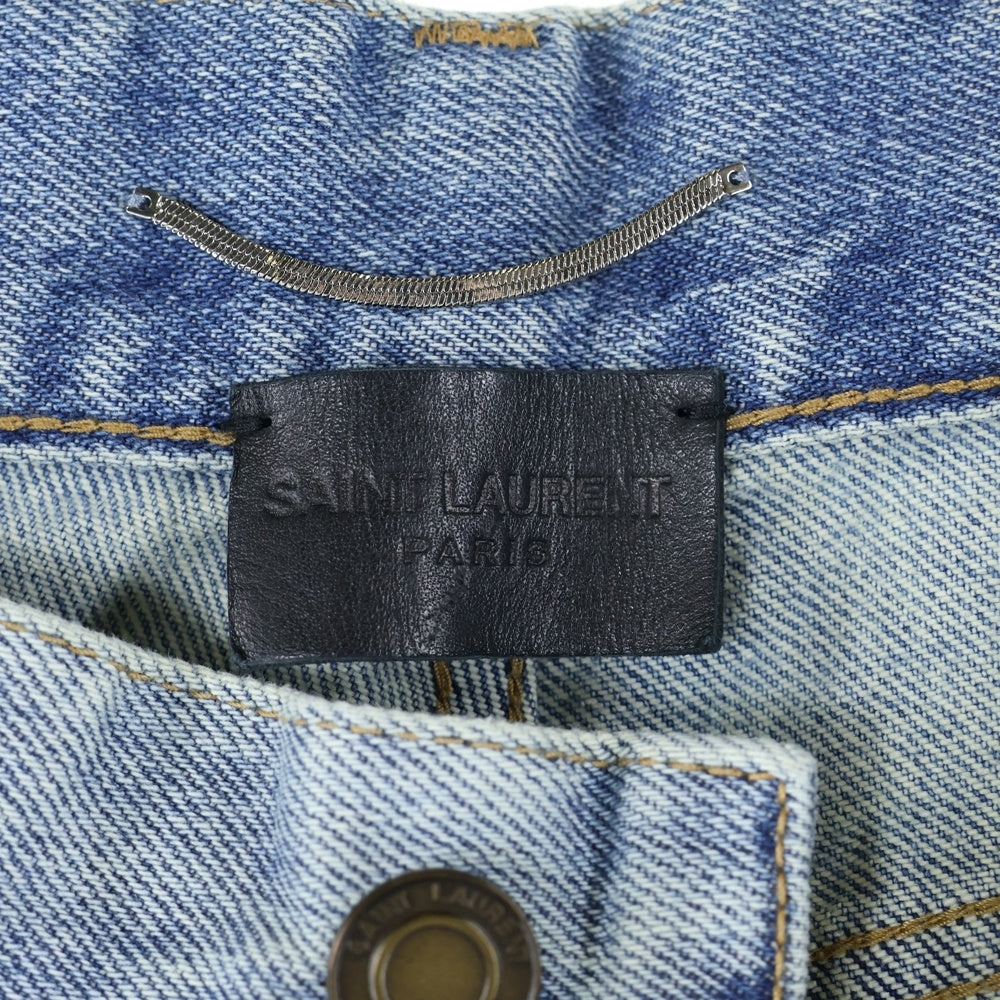 SAINT LAURENT PARIS(サンローランパリ) ウォッシュ加工ダメージスキニーロングデニムパンツ インディゴ 597052 Y372Z