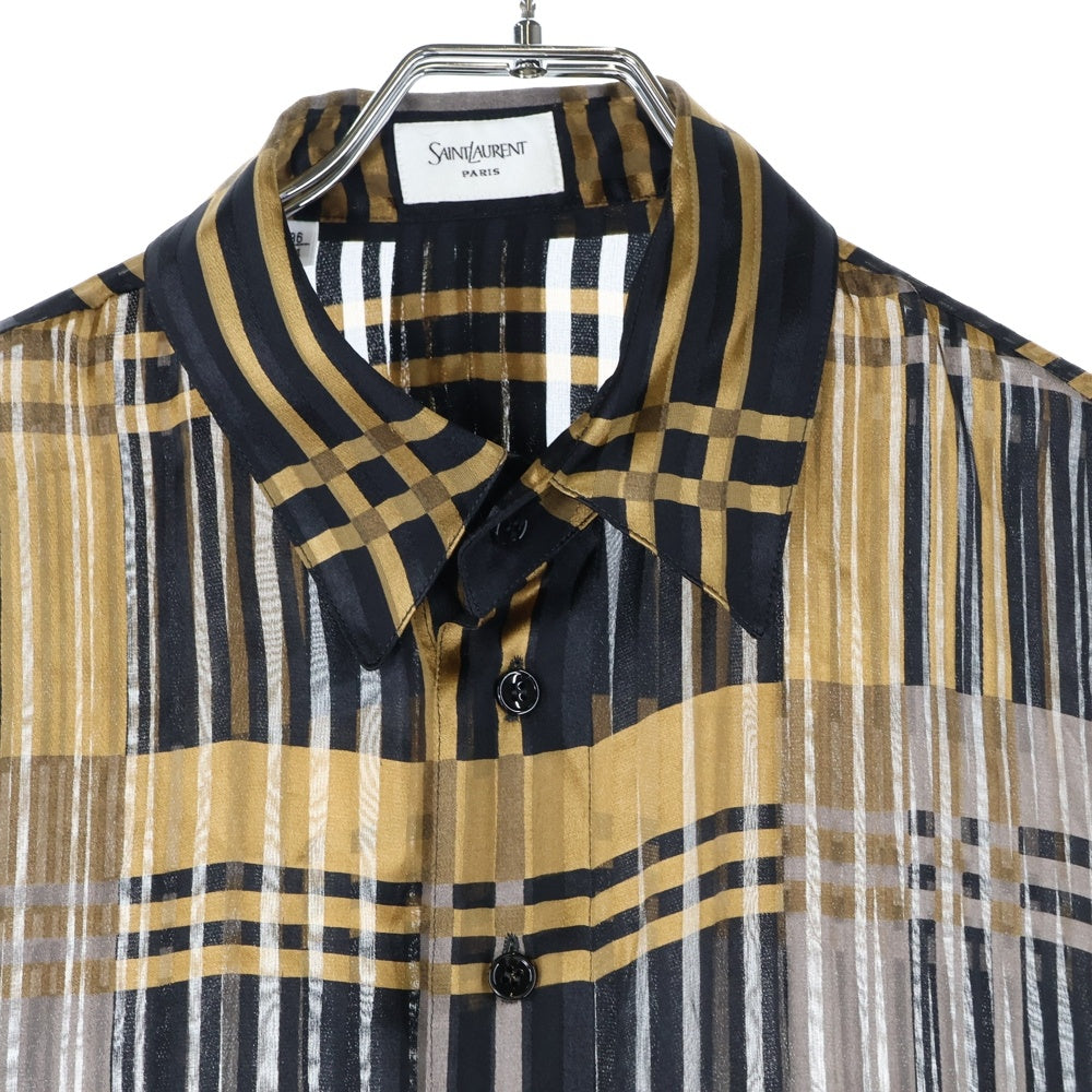 SAINT LAURENT PARIS(サンローランパリ) ロンクスリフ 長袖シャツ ブラック/ブラウン 813932 Y1L28