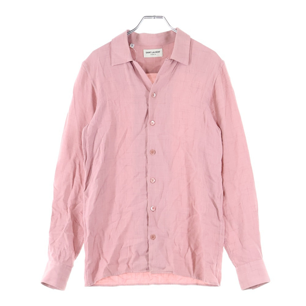 SAINT LAURENT PARIS(サンローランパリ) 14AW レーヨン長袖シャツ ピンク 356119 Y746F