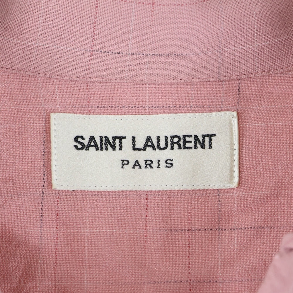 SAINT LAURENT PARIS(サンローランパリ) 14AW レーヨン長袖シャツ ピンク 356119 Y746F