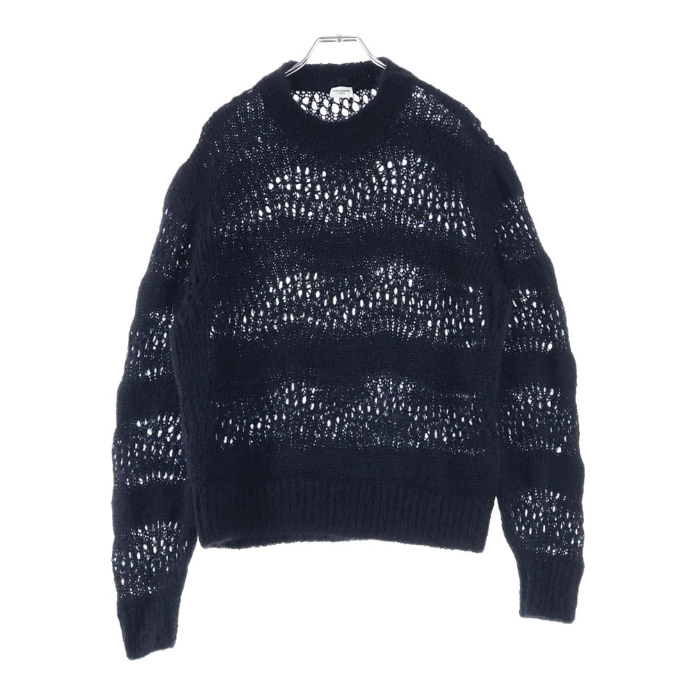 SAINT LAURENT PARIS(サンローランパリ) ラダーモヘア クルーネックニット ブラック 757039 Y76EZ
