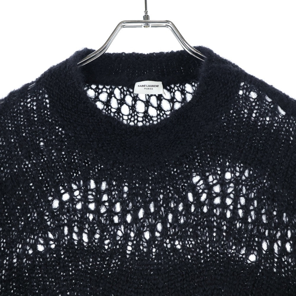 SAINT LAURENT PARIS(サンローランパリ) ラダーモヘア クルーネックニット ブラック 757039 Y76EZ