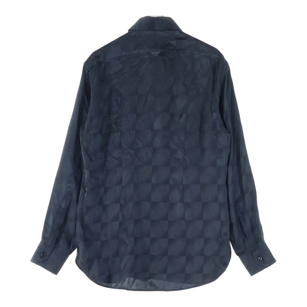 SAINT LAURENT PARIS(サンローランパリ) ブロックチェック シルク長袖シャツ ブラック 646850 Y1D87