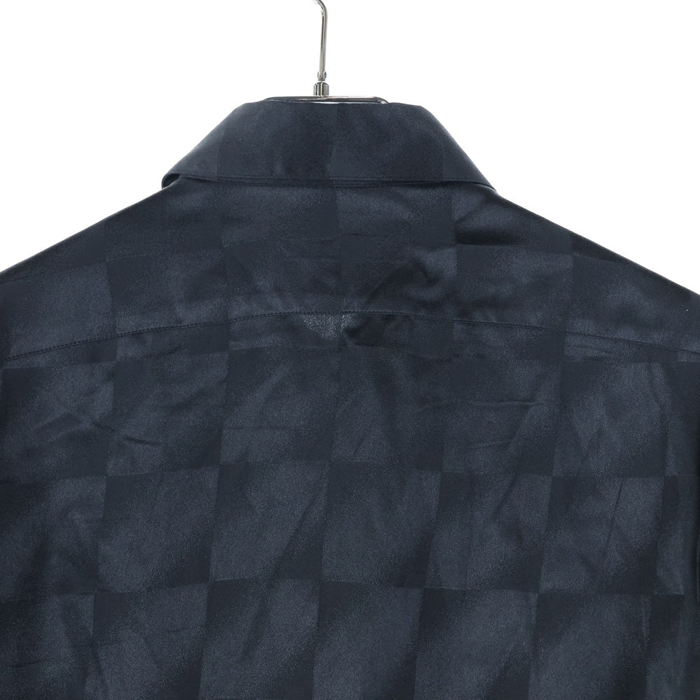SAINT LAURENT PARIS(サンローランパリ) ブロックチェック シルク長袖シャツ ブラック 646850 Y1D87